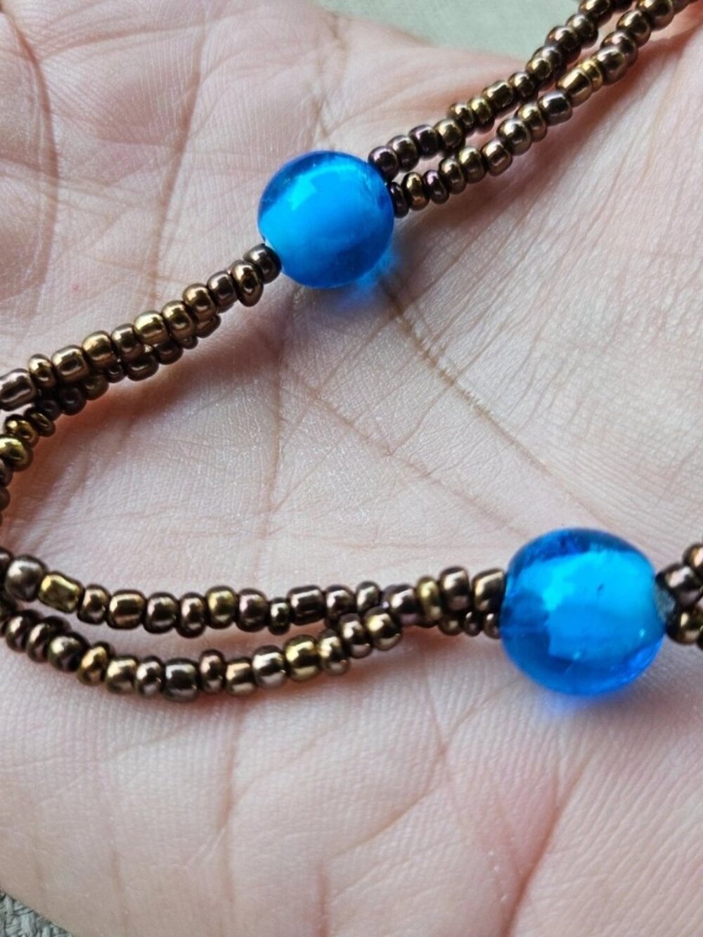 Vintage Necklace Brown Beaded Necklace Double Layered Fashion Jewelry Necklace - Picture 4 of 11
